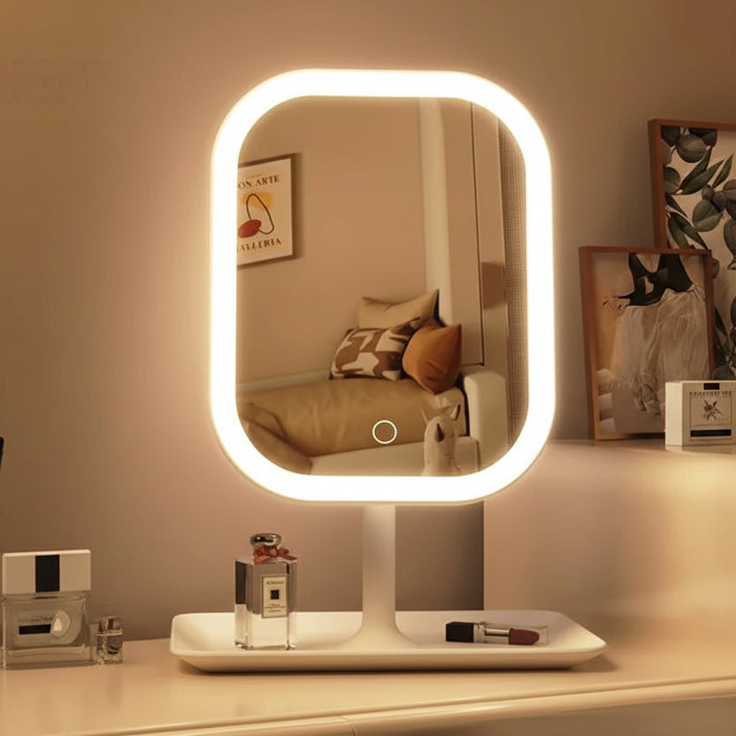 Espejo de maquillaje LED de escritorio
