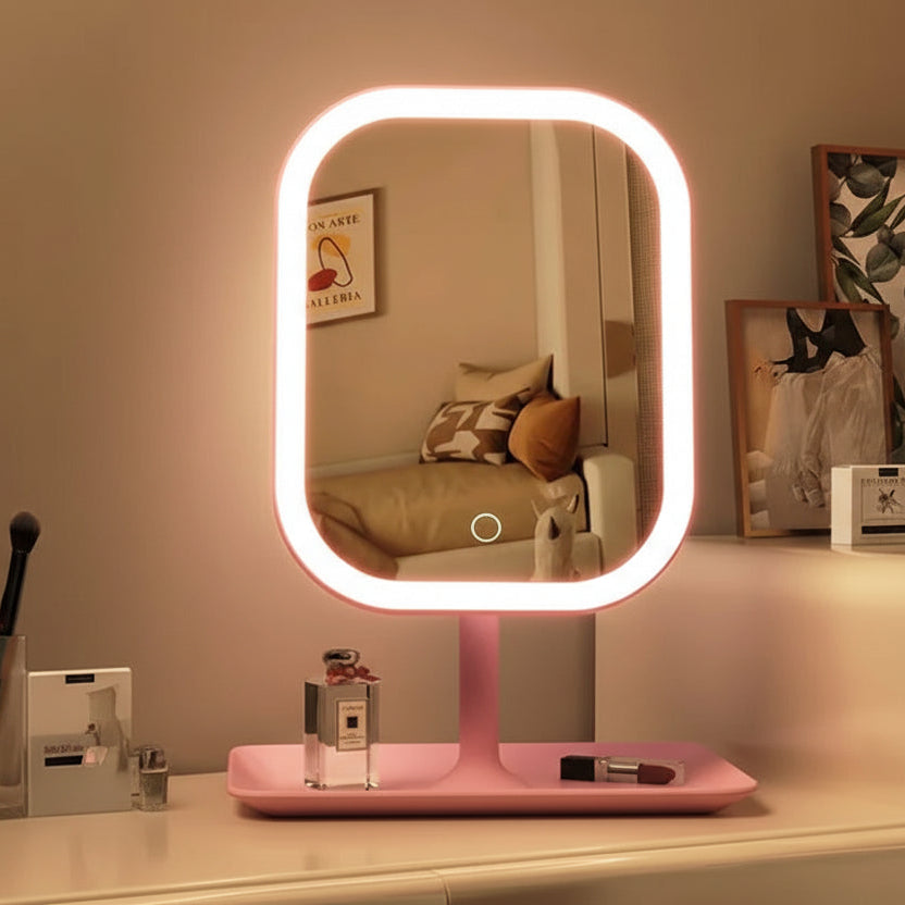 Espejo de maquillaje LED de escritorio