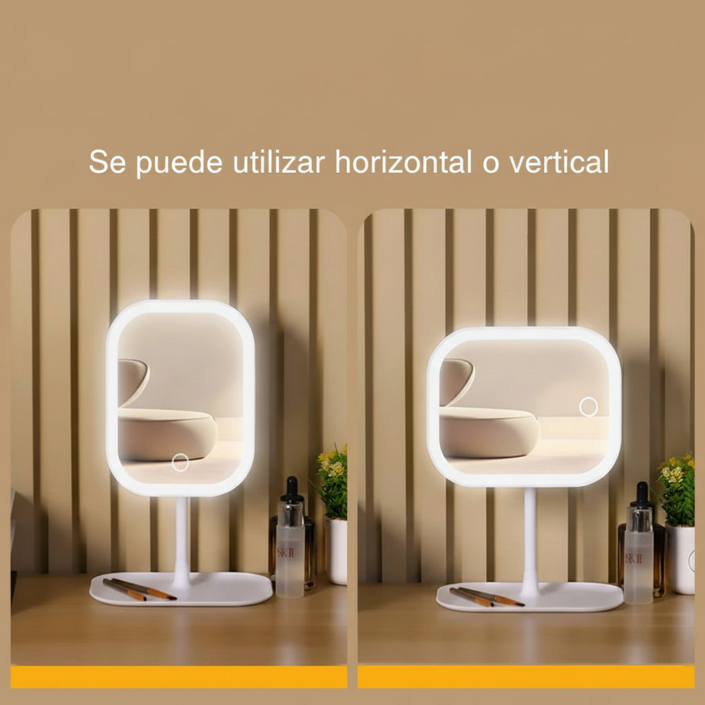 Espejo de maquillaje LED de escritorio