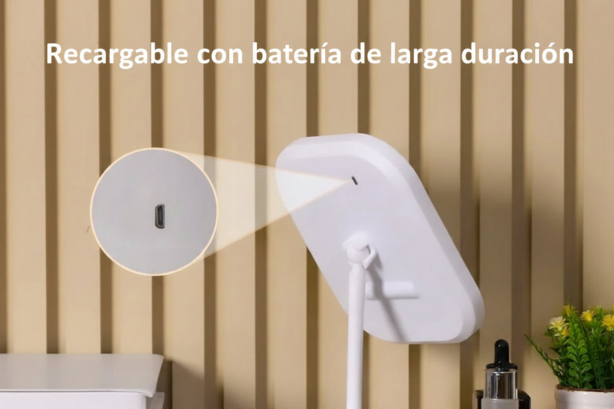 Espejo de maquillaje LED de escritorio